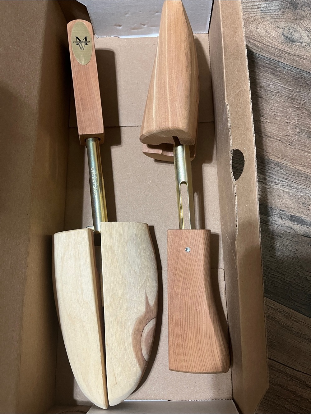 Men's Cedar Shoe Trees with Brass Spring - Natural Wood Finish